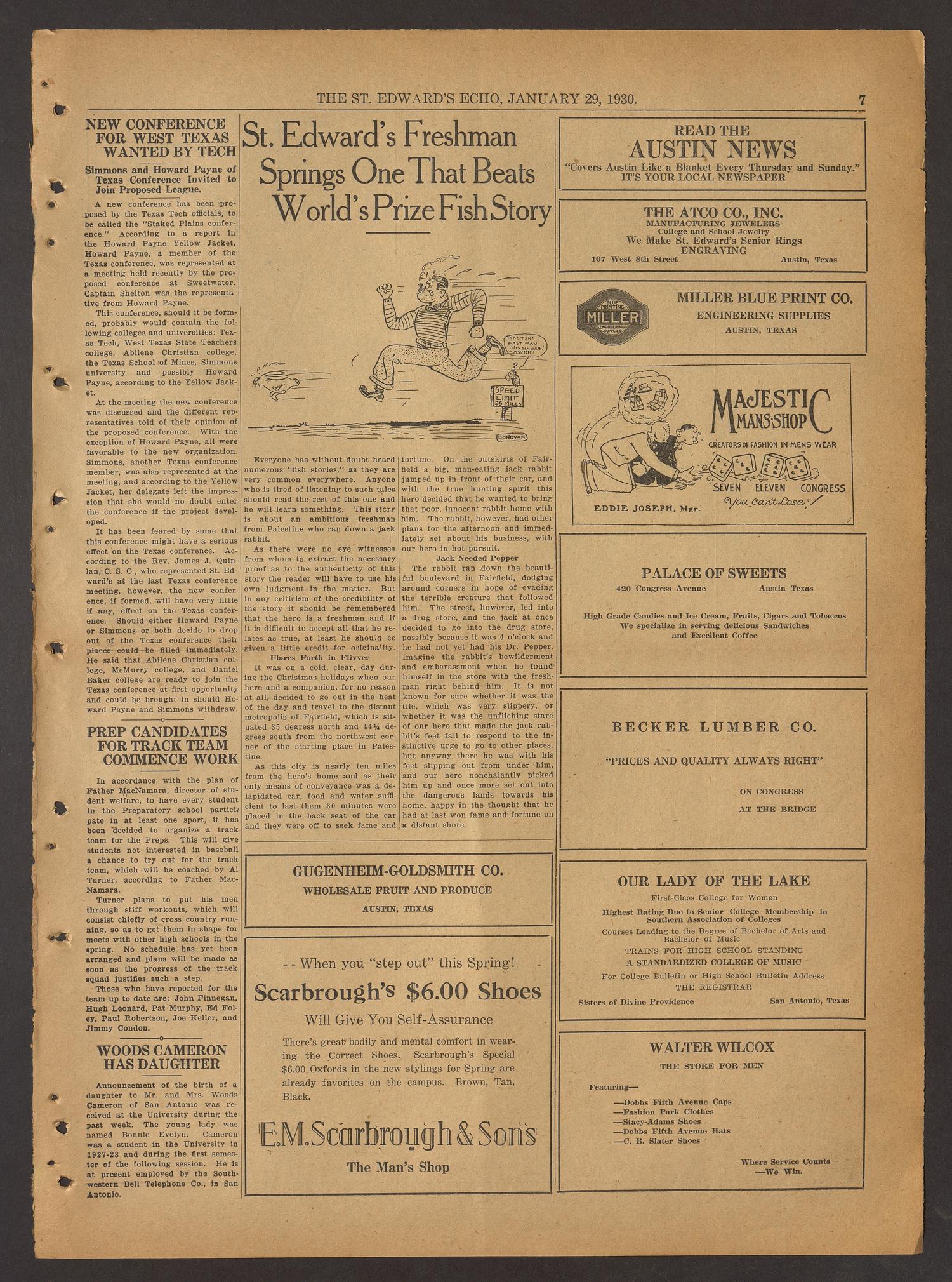 Saint Edward's Echo (Austin, Tex.), Vol. 11, No. 8, Ed. 1 Wednesday, January 29, 1930
                                                
                                                    [Sequence #]: 7 of 8
                                                