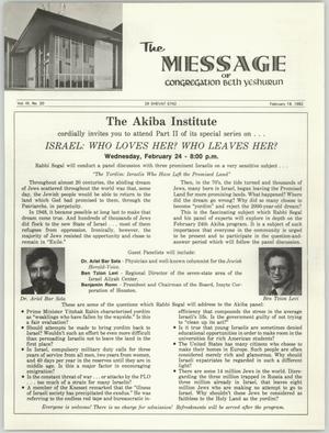 The Message, Volume 9, Number 20, February 1982