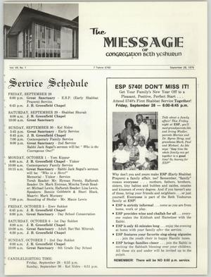 The Message, Volume 7, Number 1, September 1979