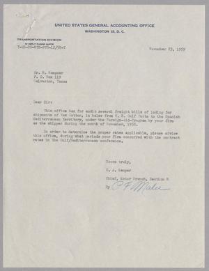 [Letter from C. A. Kemper to H. Kempner, November 23, 1959]