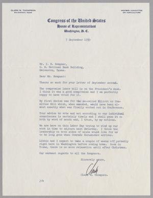 [Letter from Clark W. Thompson to I. H. Kempner, September 7, 1959]
