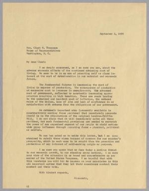 Primary view of object titled '[Letter from I. H. Kempner to Clark W. Thompson, September 2, 1959]'.