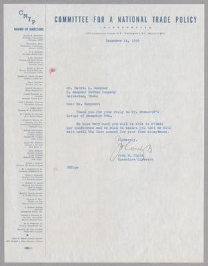 [Letter from John W. Hight to Harris L. Kempner, December 14, 1959]