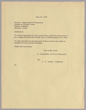 [Letter from T. E. Taylor to the Department of Commerce, June 10, 1959]