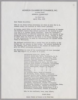 Primary view of object titled '[Letter from Frank Dixon, April 20, 1959]'.