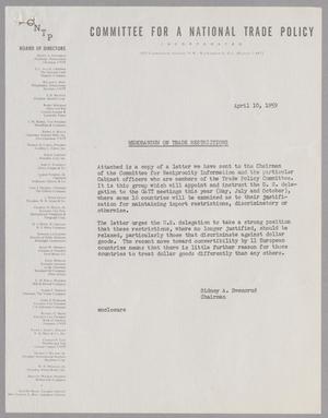 [Committee for a National Trade Policy, April 10, 1959]