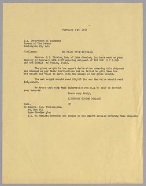 [Letter from H. Kempner Cotton Company to United States Department of Commerce, Bureau of the Census, February 23, 1959]