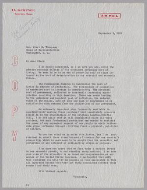 [Letter from I. H. Kempner to Clark W. Thompson, September 2, 1959]