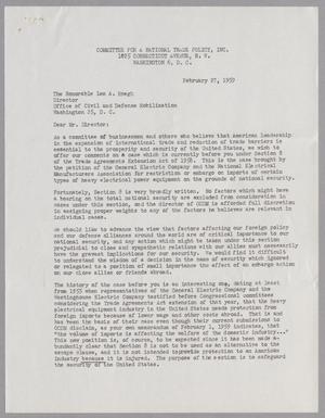 [Letter from John W. Hight to Leo A. Hoegh, February 27, 1959]