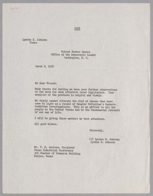 [Letter from Lyndon B. Johnson, March 2, 1959]