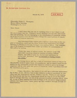 [Letter from Harris L. Kempner to Clark W. Thompson, March 16, 1959]