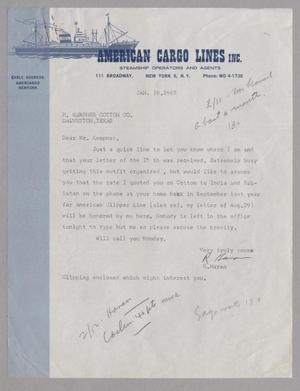 [Letter from R. Haran to Mr. Kempner, January 19, 1963]