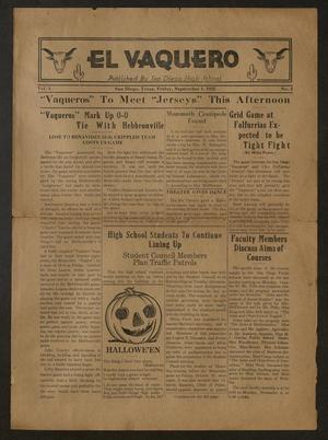 Primary view of object titled 'El Vaquero (San Diego, Tex.), Vol. 4, No. 3, Ed. 1 Friday, November 1, 1935'.