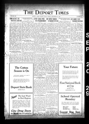 The Deport Times (Deport, Tex.), Vol. 21, No. 33, Ed. 1 Friday, September 20, 1929