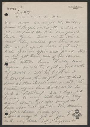 Primary view of object titled '[Letter from Cornelia Yerkes, September 11, 1944]'.