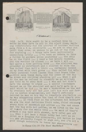 Primary view of object titled '[Letter from Cornelia Yerkes to Frances Yerkes, January 24, 1944]'.