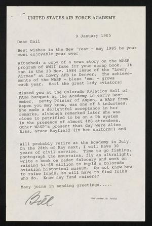 [Letter from "Bill" to Gayle Snell, January 9, 1985]