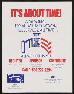 Primary view of object titled 'It's About Time! A Memorial for all Military Women, All Services, All Time...'.
