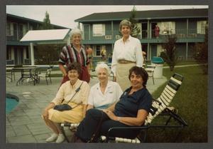 [Gayle Snell and Four WASP Veterans by Pool]