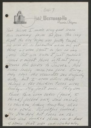 Primary view of object titled '[Letter from Cornelia Yerkes, October 7, 1944]'.