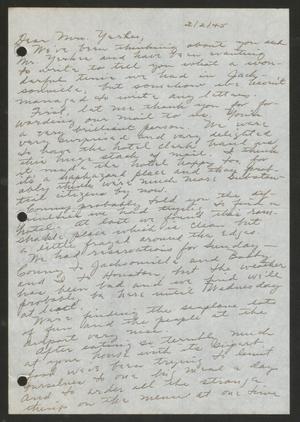 [Letter from Marion to Frances Yerkes, February 2, 1945]