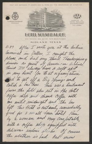 [Letter from Cornelia Yerkes, November 27, 1943]