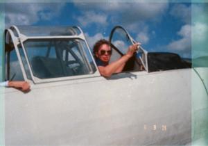 Primary view of object titled '[Gayle Snell in SNJ Texan Cockpit (negative)]'.