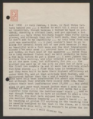 Primary view of object titled '[Letter from Cornelia Yerkes to Fred G. Yerkes, September 4, 1944]'.