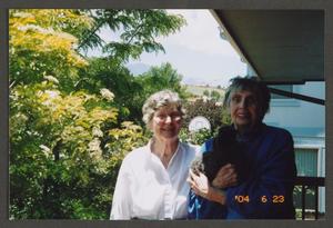 Primary view of object titled '[Gayle Snell and Woman with Dog]'.