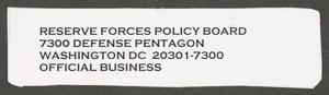 [Reserve Forces Policy Board address slip]