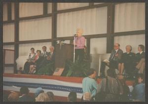 Primary view of object titled '[Ann Richards speaking on stage]'.