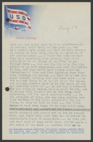 Primary view of object titled '[Letter from Cornelia Yerkes to Frances Yerkes, May 13, 1943]'.