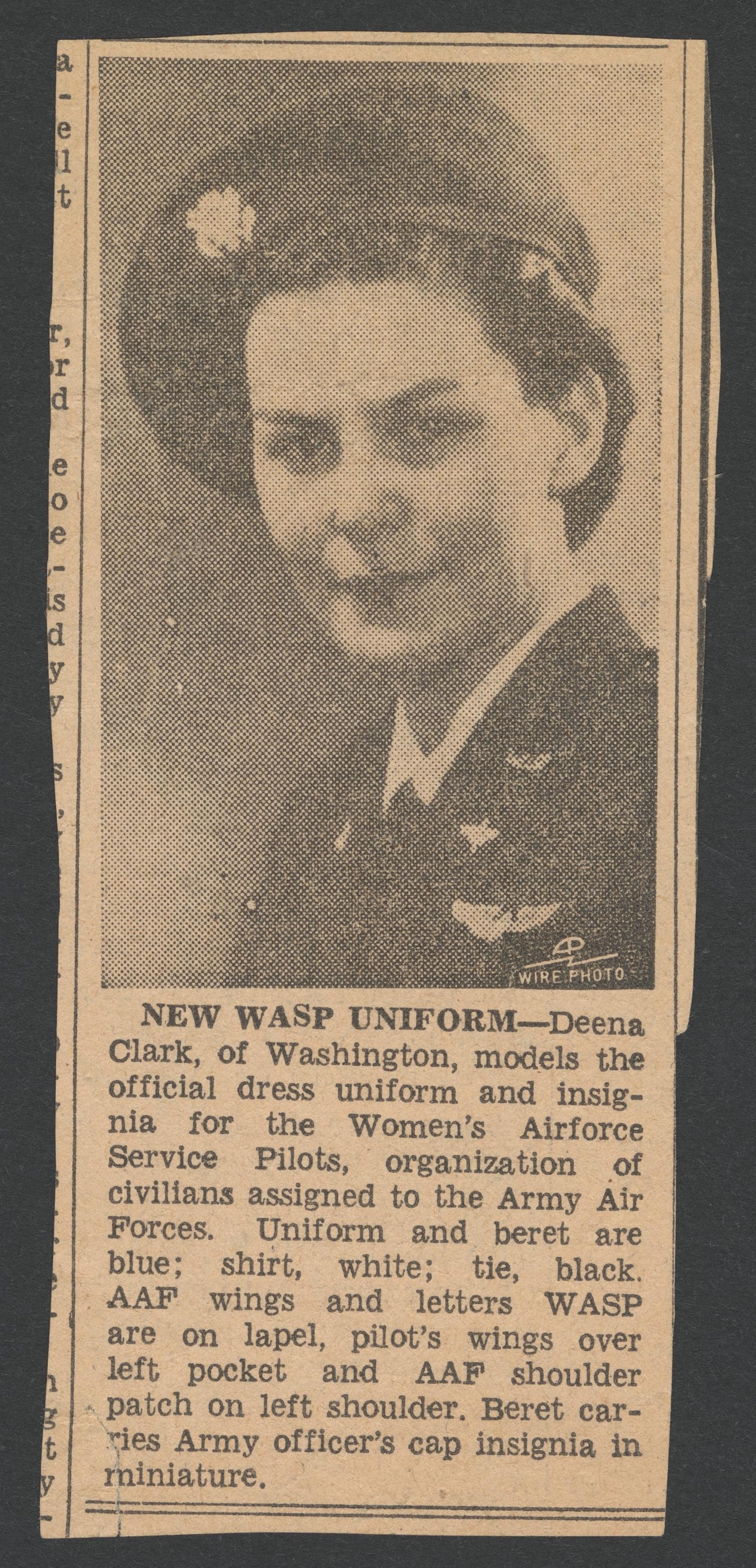 [Clipping: New Wasp Uniform]
                                                
                                                    [Sequence #]: 1 of 2
                                                
