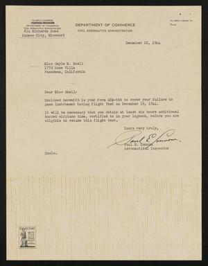 Primary view of object titled '[Letter from Paul E. Cannon to Gayle M. Snell, December 22, 1944]'.