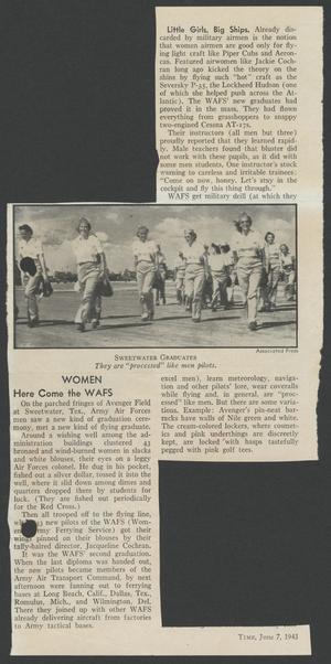 Primary view of object titled '[Clipping: Little Girls, Big Ships, Women: Here Come the WAFS]'.