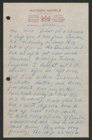 Primary view of object titled '[Letter from Cornelia Yerkes, November 13, 1943]'.