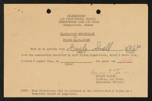 Primary view of object titled '[Examination Certificate on Flying Regulations for Gayle Snell, 1944]'.
