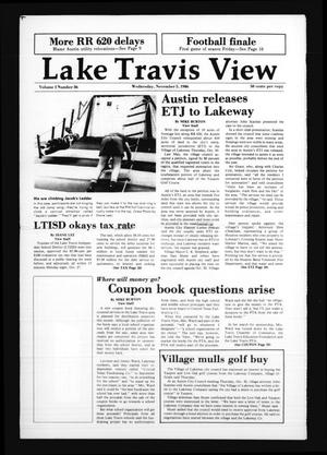 Primary view of object titled 'Lake Travis View (Austin, Tex.), Vol. 1, No. 36, Ed. 1 Wednesday, November 5, 1986'.