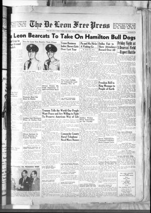 Primary view of object titled 'The De Leon Free Press (De Leon, Tex.), Vol. 60, No. 15, Ed. 1 Friday, October 20, 1950'.