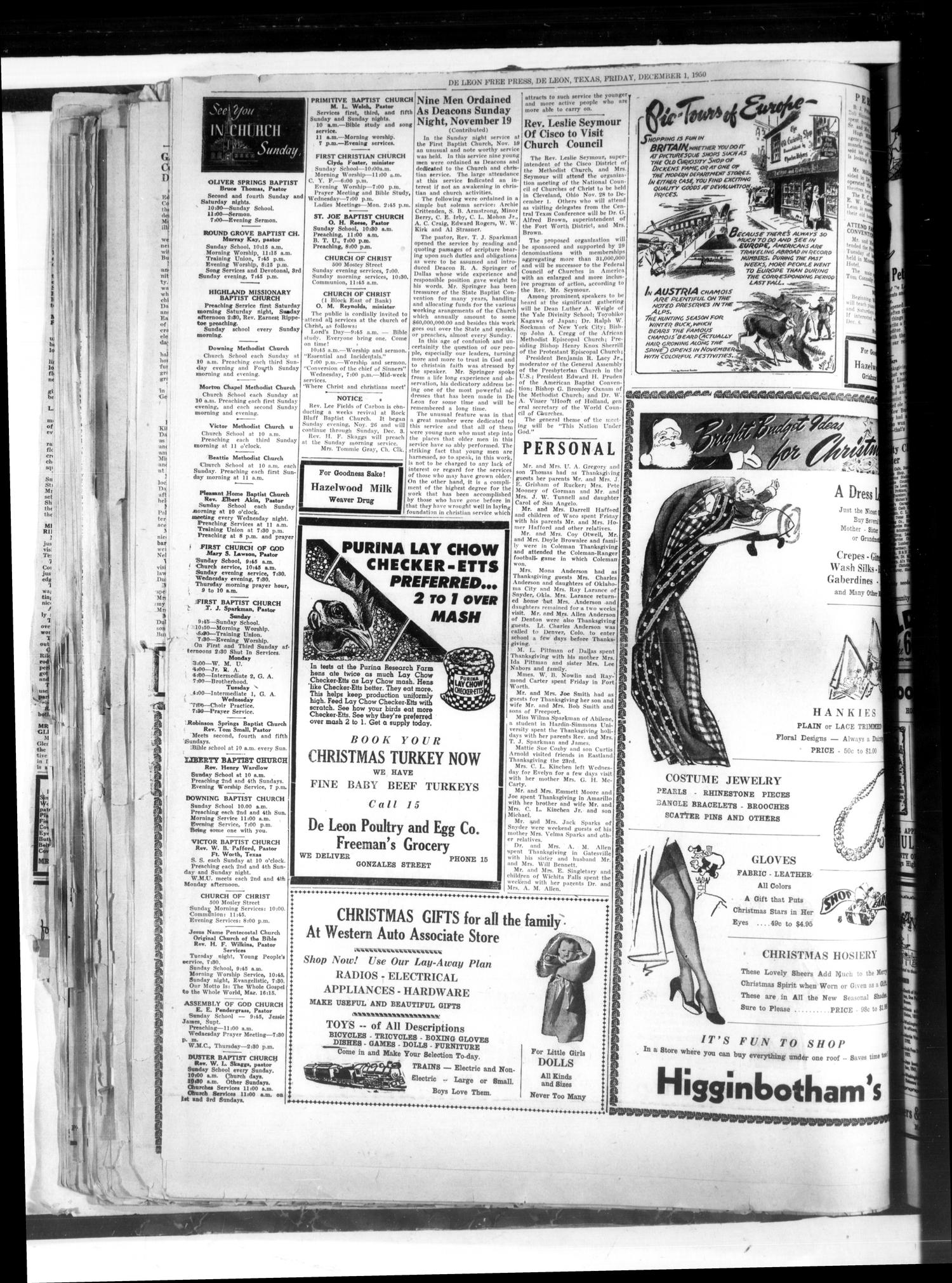 The De Leon Free Press (De Leon, Tex.), Vol. [6o], No. 21, Ed. 1 Friday, December 1, 1950
                                                
                                                    [Sequence #]: 4 of 12
                                                