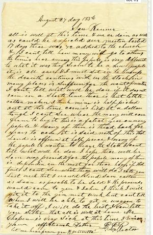 Primary view of [Letter from Ludwell Lee Rector to Kenner K. Rector, August 27, 1856]