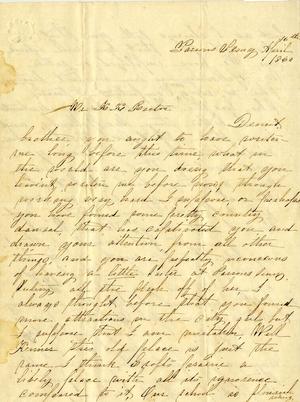 Primary view of object titled '[Letter from Jeanette Rector to Kenner K. Rector, April 16, 1860]'.