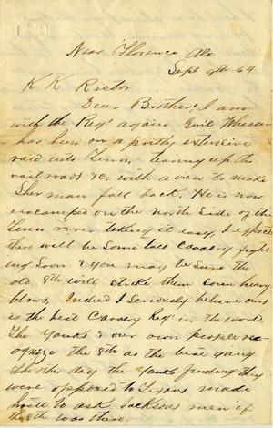 Primary view of object titled '[Letter from John B. Rector to Kenner K. Rector, September 9, 1864]'.