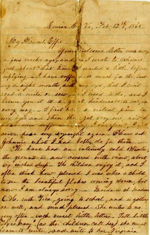 Primary view of object titled '[Letter from Annie Watts Winston to Effie Watts Rector, February 12, 1865]'.