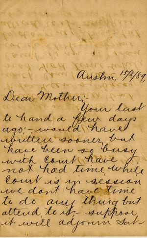 [Letter from John Watts Rector to Effie Watts Rector, August 15, 1889]