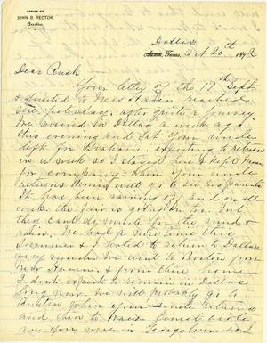 Primary view of object titled '[Letter from Ms. L. R. to Rush Rector, October 20, 1892]'.