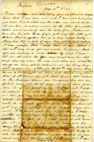 [Letter from Vanburen W. Sargent to Mrs. Sargent, January 22, 1862]