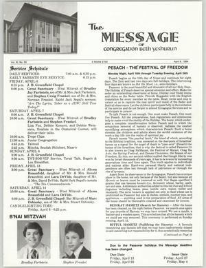 The Message, Volume 11, Number 30, April 1984