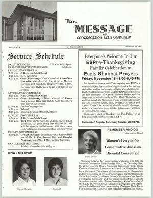 The Message, Volume 12, Number 8, November 1984