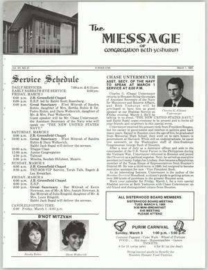 The Message, Volume 12, Number 21, March 1985